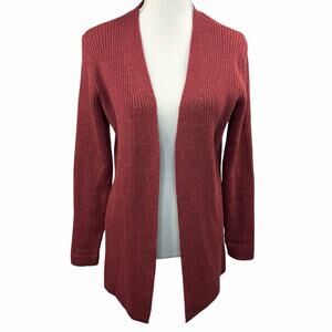 Brooks Brothers 346 Teracotta Open Cardigan Size S Merino Wool Ribbed